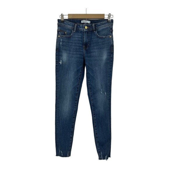 Zara Womens Size 6 Distressed Raw Hem Skinny Jeans - Picture 1 of 5